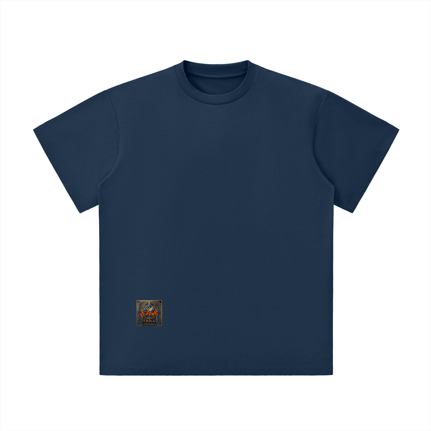 Spronkey Unisex Lightweight Oversized T-Shirt in navy blue color with a unique graphic design.