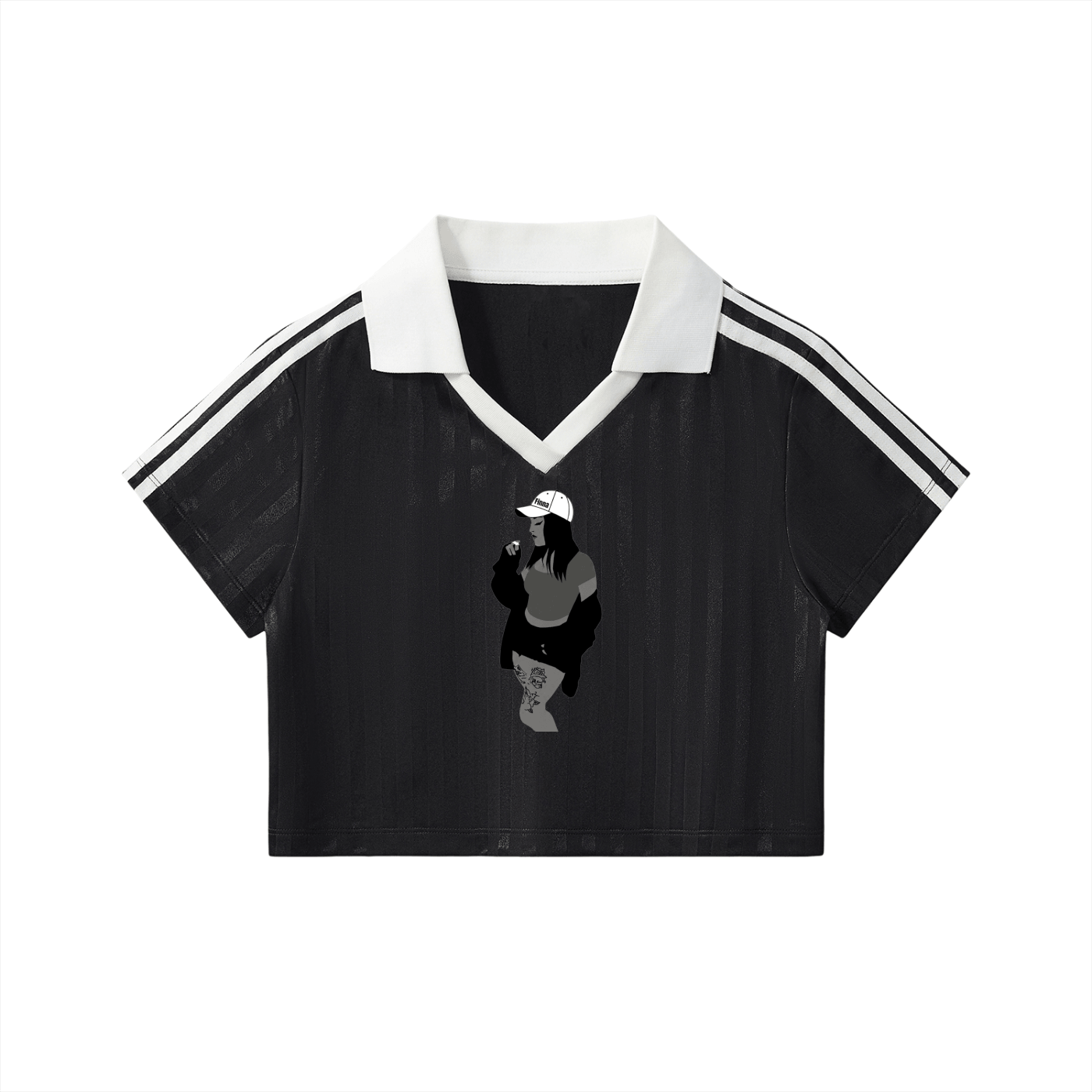Homegirl: Contrast Collar Striped Cropped Jersey - Finna Street Wear bay area streetwear