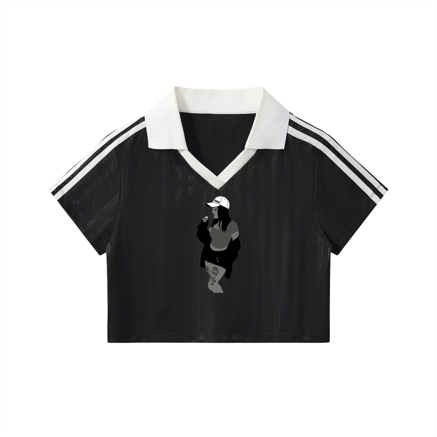 Homegirl: Contrast Collar Striped Cropped Jersey - Finna Street Wear bay area streetwear