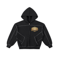 Cosimofiore: Contrast-Stitched Boxy Fleece Zip Hoodie