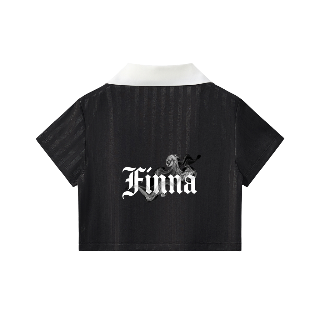 Homegirl: Contrast Collar Striped Cropped Jersey - Finna Street Wear bay area streetwear