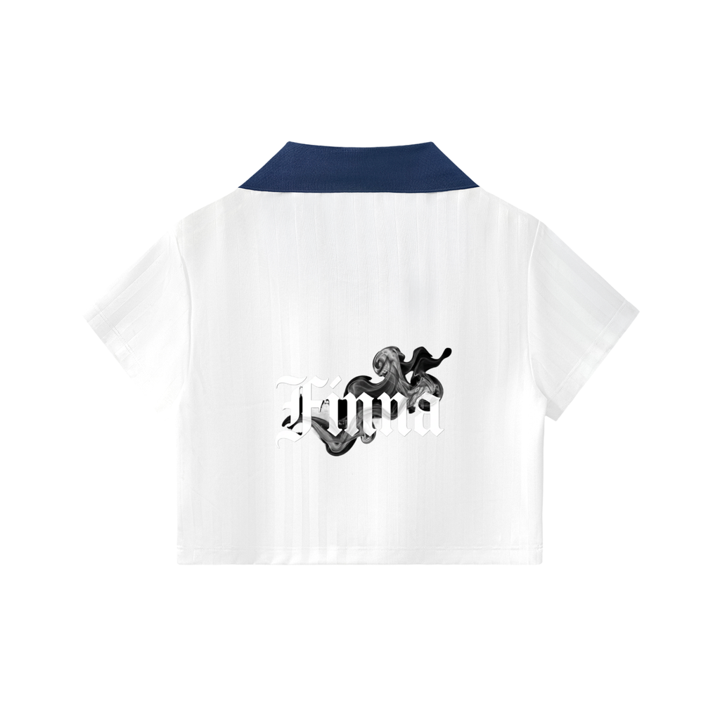 Homegirl: Contrast Collar Striped Cropped Jersey - Finna Street Wear bay area streetwear
