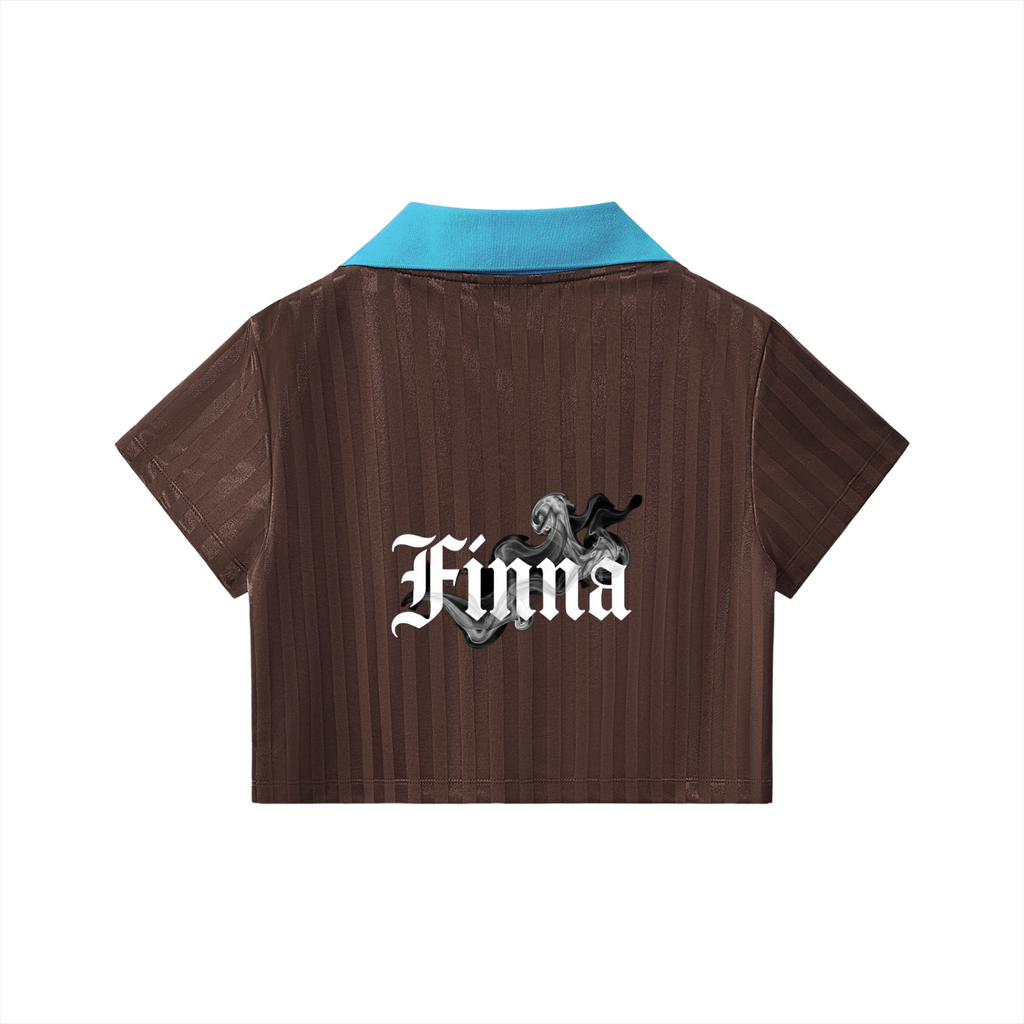 Homegirl: Contrast Collar Striped Cropped Jersey - Finna Street Wear bay area streetwear