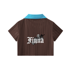 Homegirl: Contrast Collar Striped Cropped Jersey - Finna Street Wear bay area streetwear