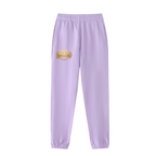 GoldFiore Essential Jogged Sweatpants in lavender with gold logo, designed for comfort and style for everyday wear.