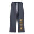 Goldonkey Unisex Solid Color Fleece Straight Leg Pants in dark color with unique gold graphic design.