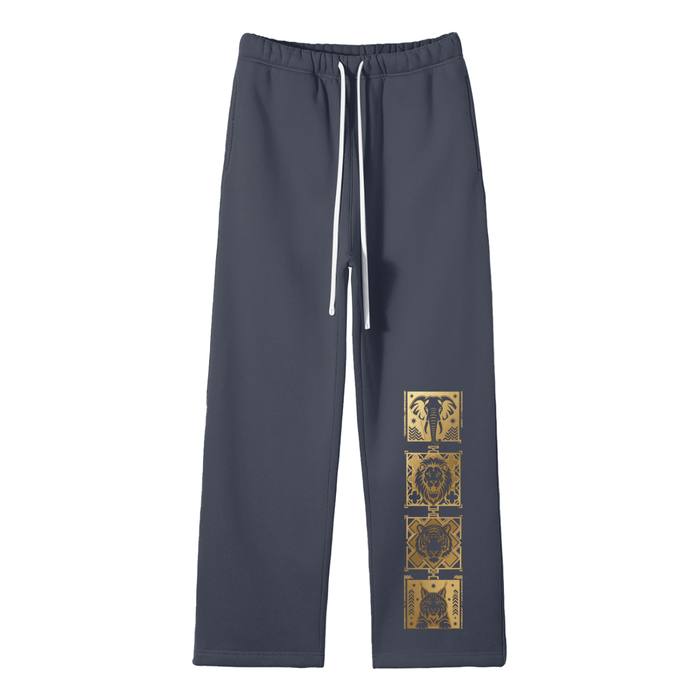 Goldonkey Unisex Solid Color Fleece Straight Leg Pants - Navy Blue