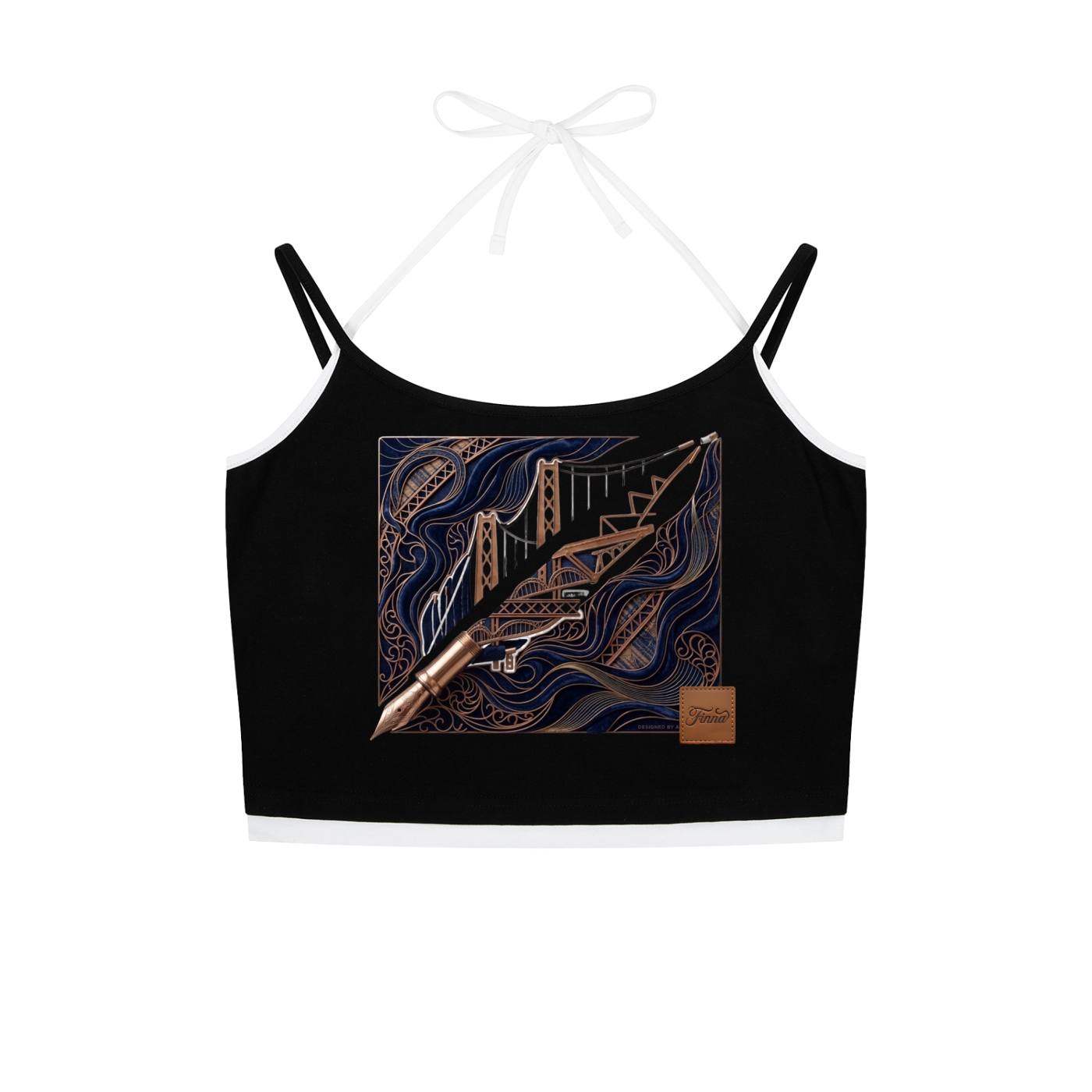 Goldpen: Contrast Binding Halter Tank Top