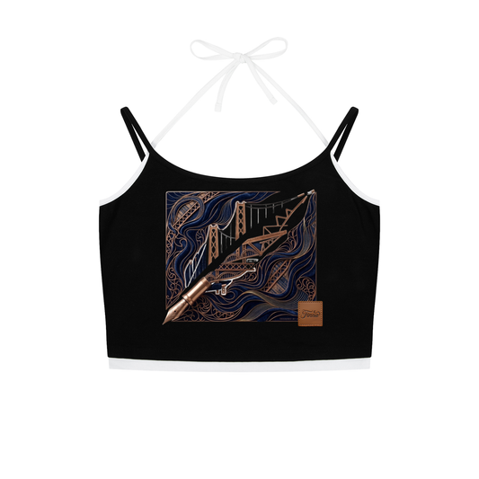 Goldpen: Contrast Binding Halter Tank Top