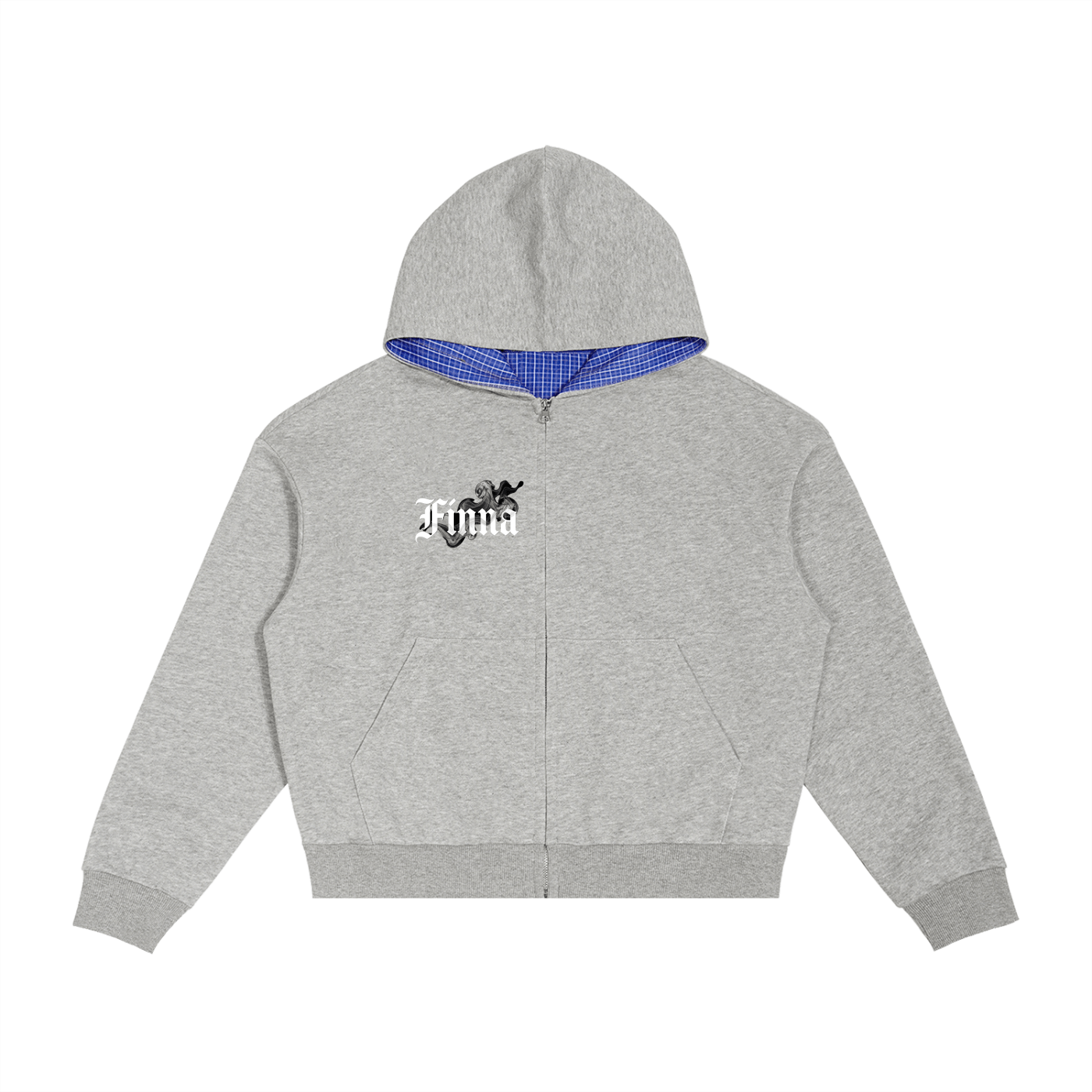 Coldstone: Contrast Plaid Boxy Zip Hoodie - Finna Street Wear bay area streetwear