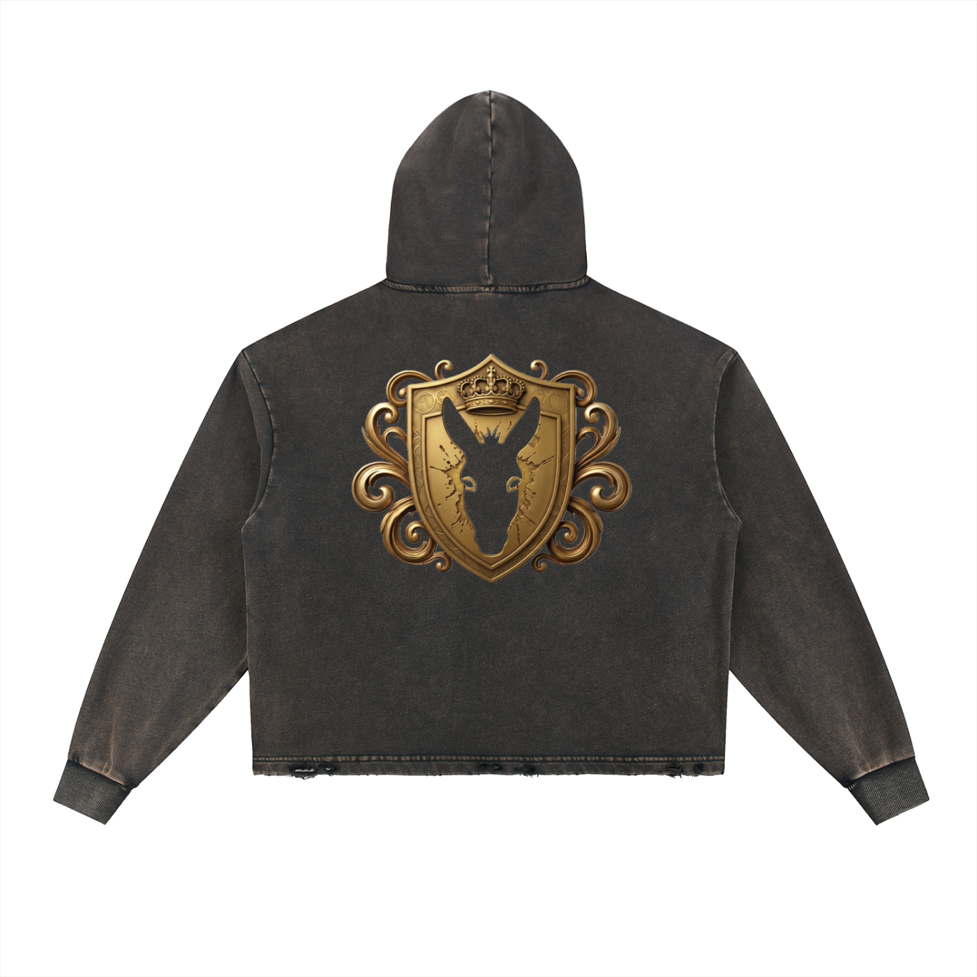 Vintage Washed Frayed-Hem Hoodie