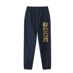 GoldFiore Essential Jogged Sweatpants in dark blue featuring a stylish gold graphic design.