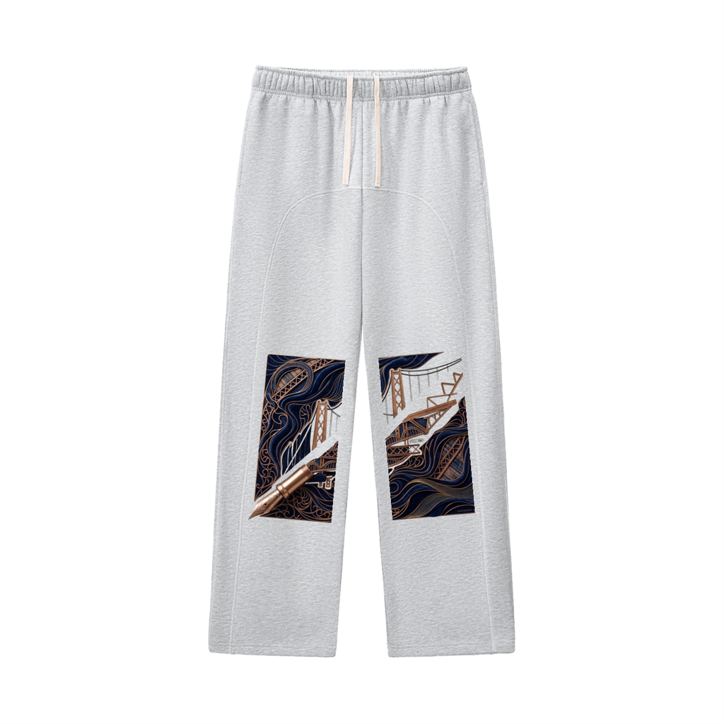 Goldpen: Contrast-Stitched Fleece Sweatpants