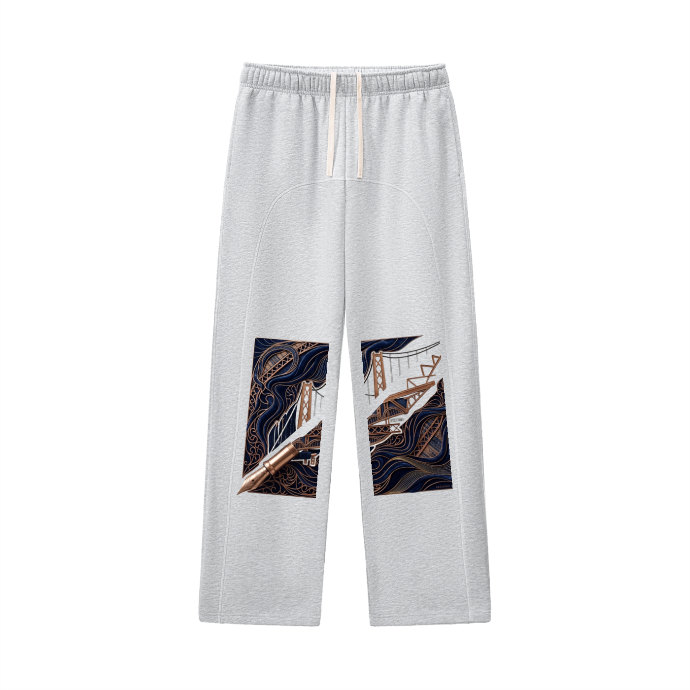 Goldpen: Contrast-Stitched Fleece Sweatpants