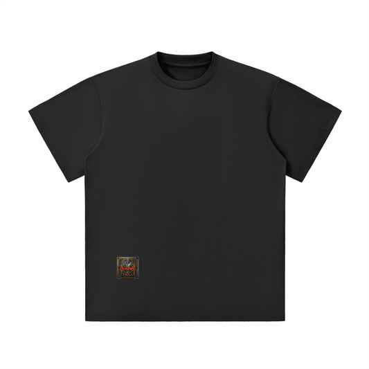 Spronkey Unisex Lightweight Oversized T-Shirt featuring a unicorn graphic and crown design on a gray background.