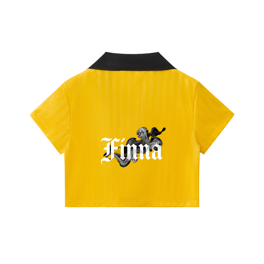 Homegirl: Contrast Collar Striped Cropped Jersey - Finna Street Wear bay area streetwear