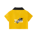 Homegirl: Contrast Collar Striped Cropped Jersey - Finna Street Wear bay area streetwear