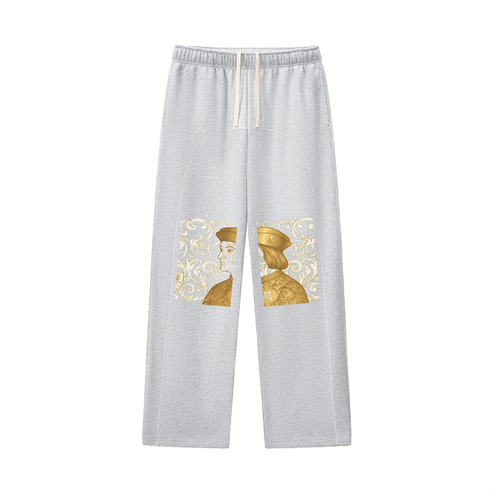 Cosimofiore Contrast-Stitched Fleece Sweatpants - Flower Gray