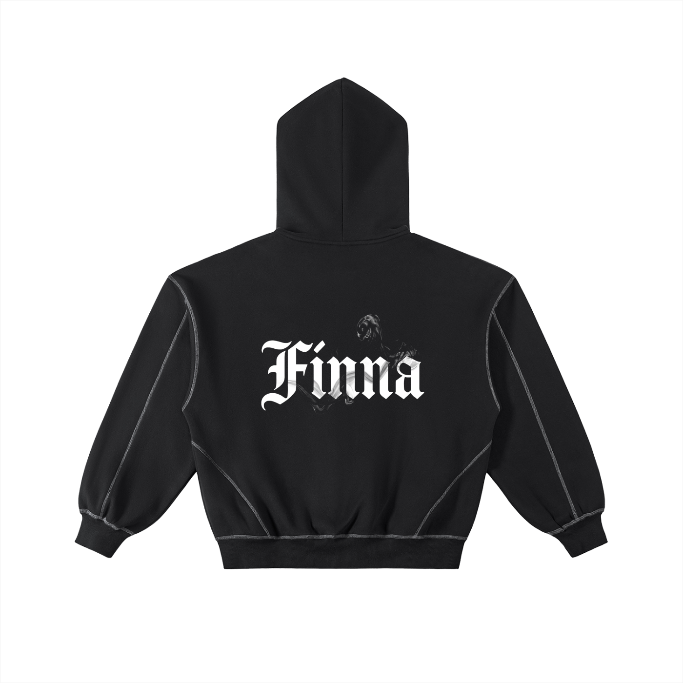 Stonecold: Contrast-Stitched Boxy Fleece Zip Hoodie - Finna Street Wear bay area streetwear