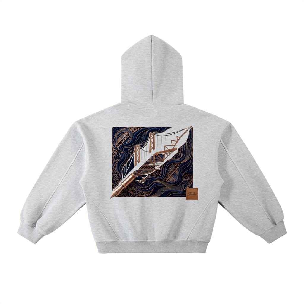 Goldpen: Contrast-Stitched Boxy Fleece Hoodie