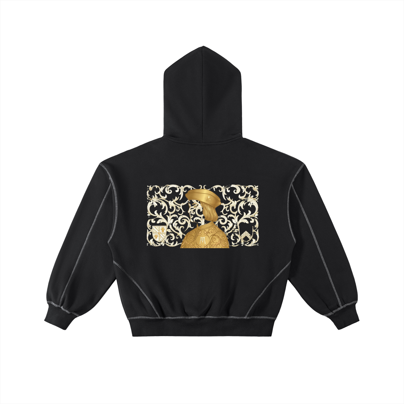 Cosimofiore: Contrast-Stitched Boxy Fleece Zip Hoodie