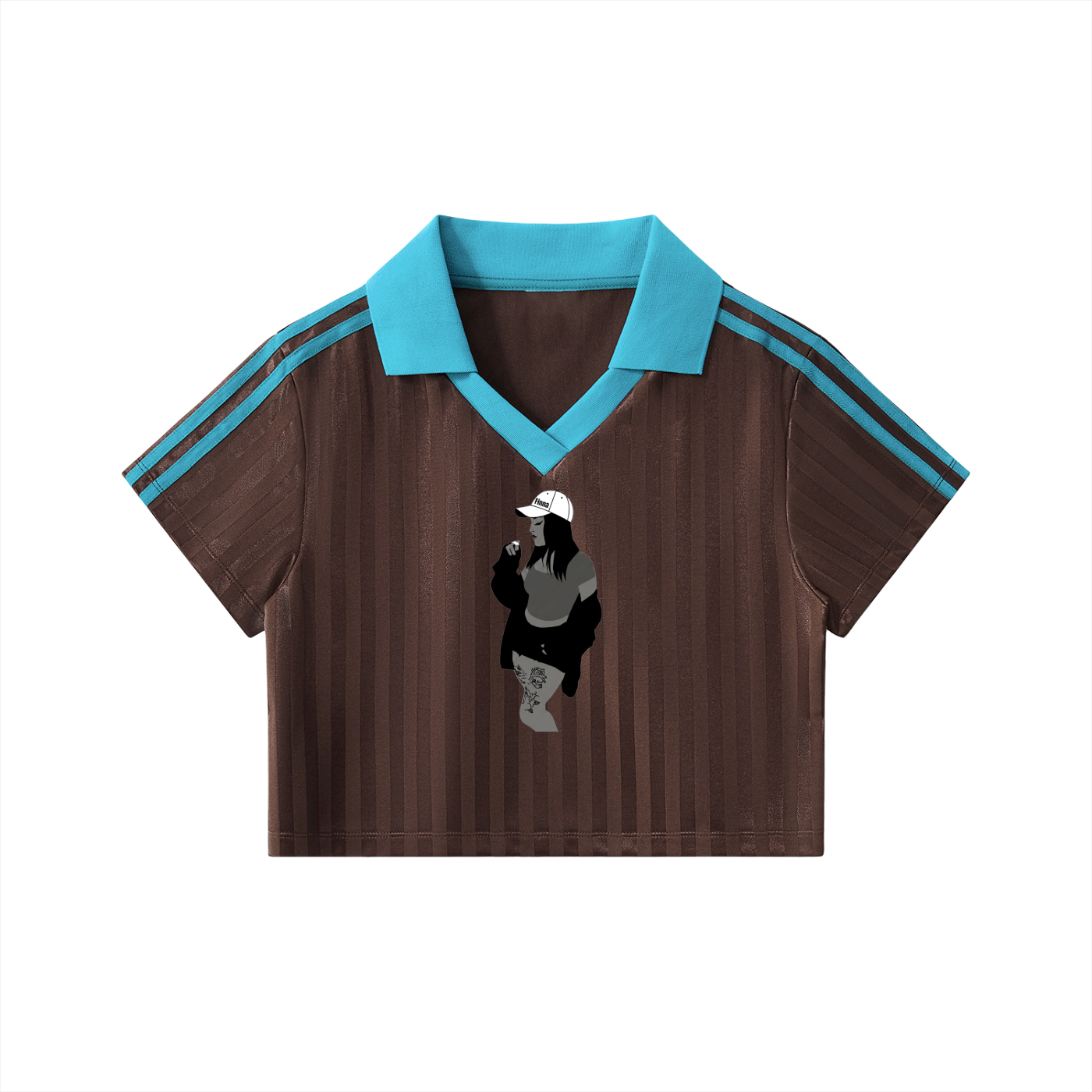 Homegirl: Contrast Collar Striped Cropped Jersey - Finna Street Wear bay area streetwear