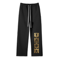 Goldonkey Unisex Solid Color Fleece Straight Leg Pants in black with gold graphic design on the side.