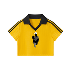 Homegirl: Contrast Collar Striped Cropped Jersey - Finna Street Wear bay area streetwear