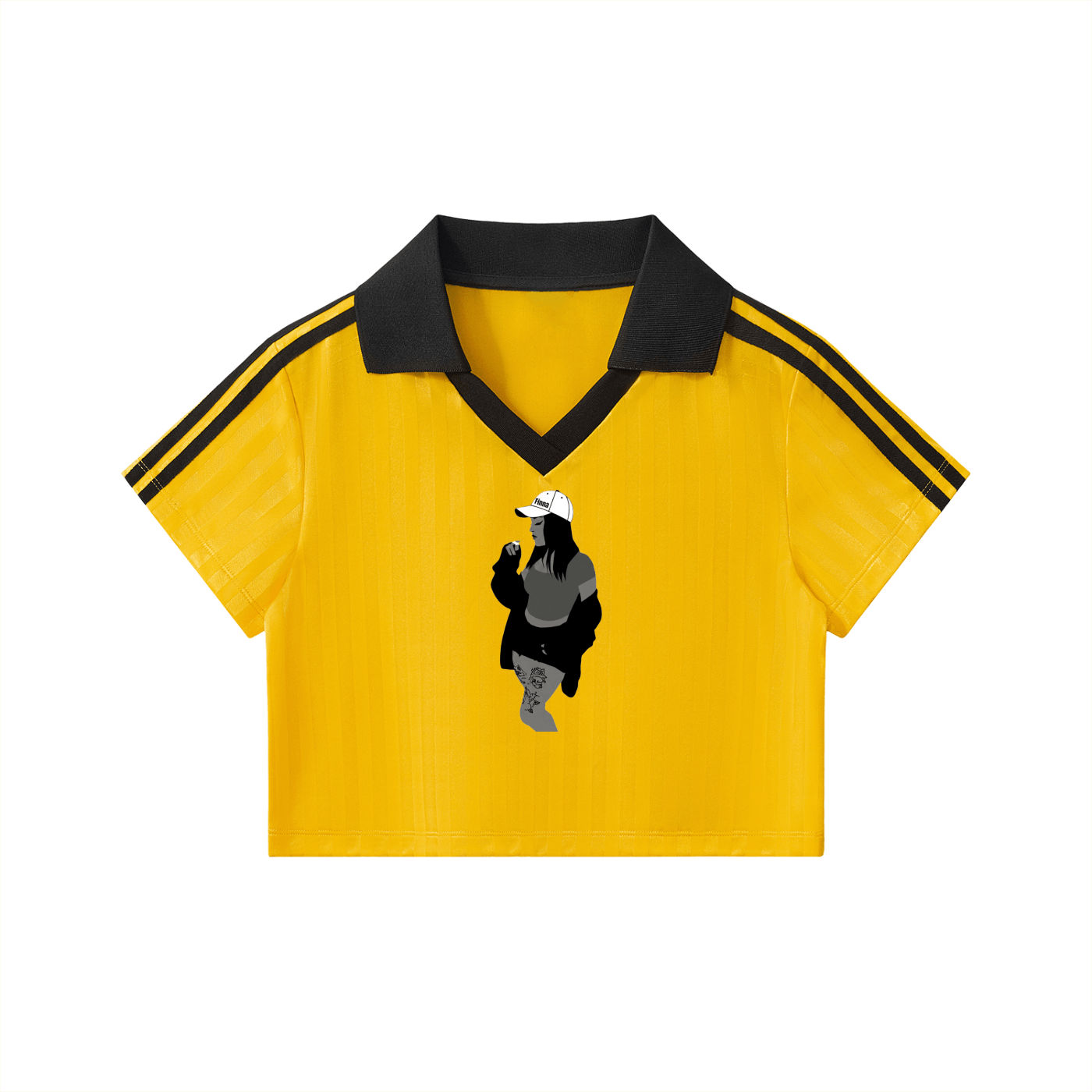 Homegirl: Contrast Collar Striped Cropped Jersey - Finna Street Wear bay area streetwear