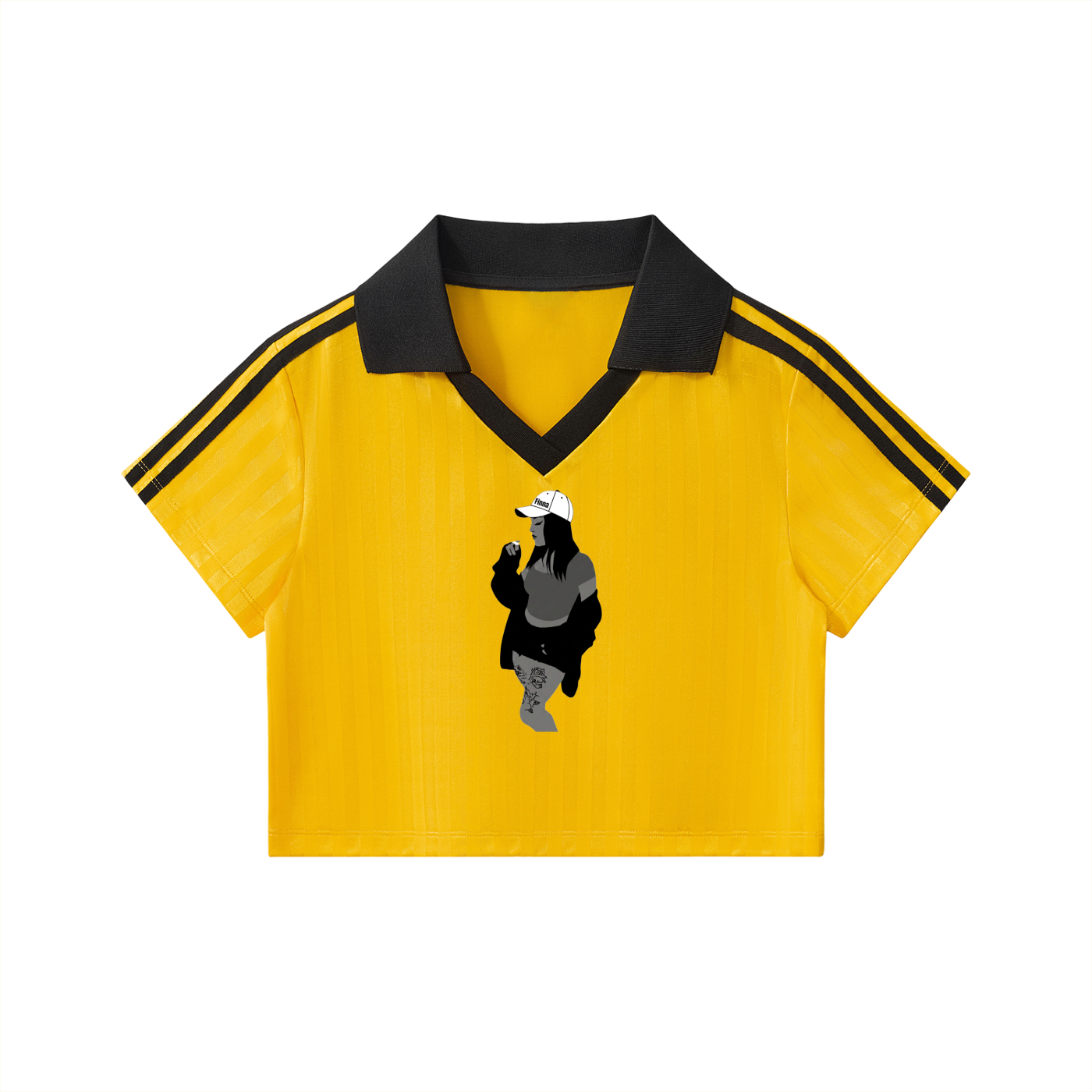 Homegirl: Contrast Collar Striped Cropped Jersey - Finna Street Wear bay area streetwear