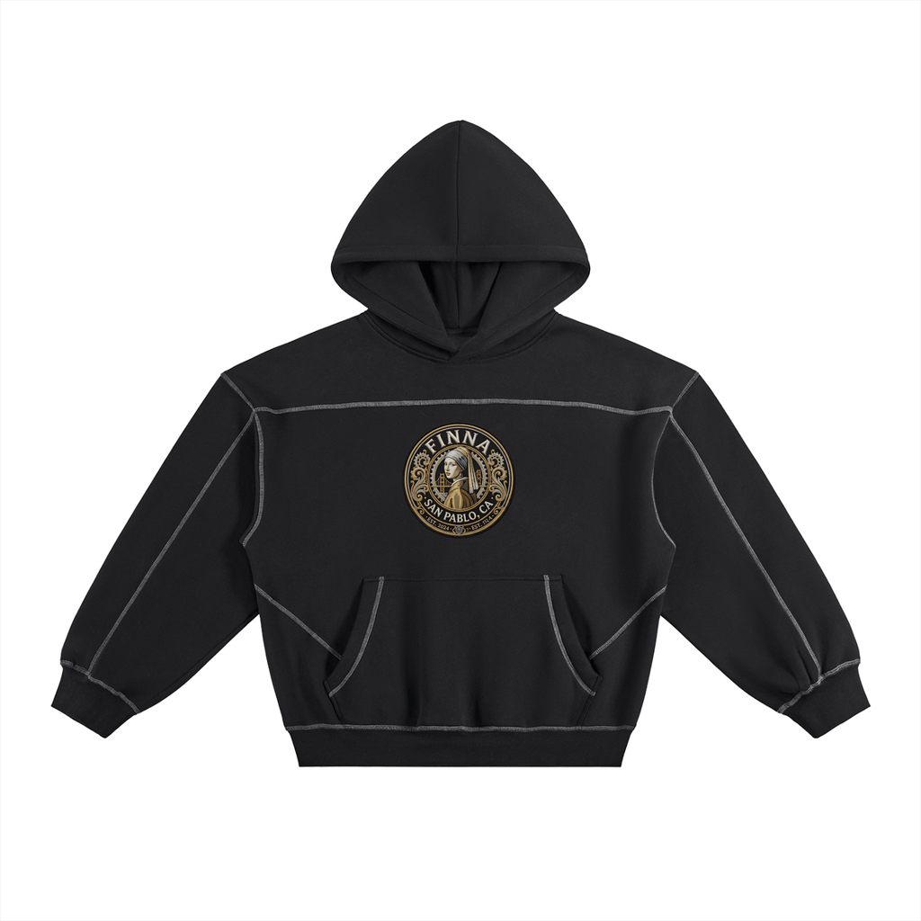 Goldpen Contrast-Stitched Boxy Fleece Hoodie