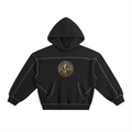 Goldpen Contrast-Stitched Boxy Fleece Hoodie