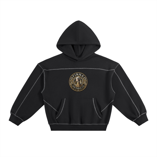 Goldpen: Contrast-Stitched Boxy Fleece Hoodie