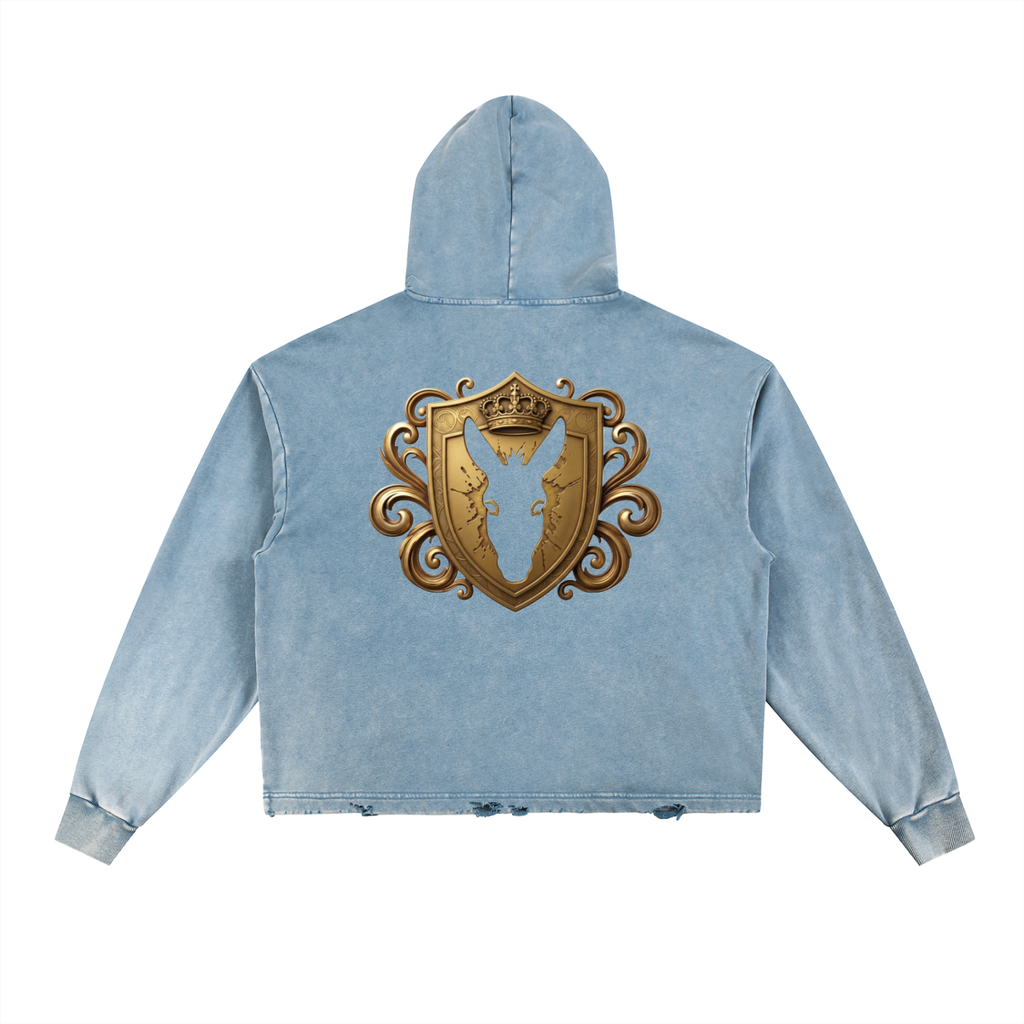 Vintage Washed Frayed-Hem Hoodie