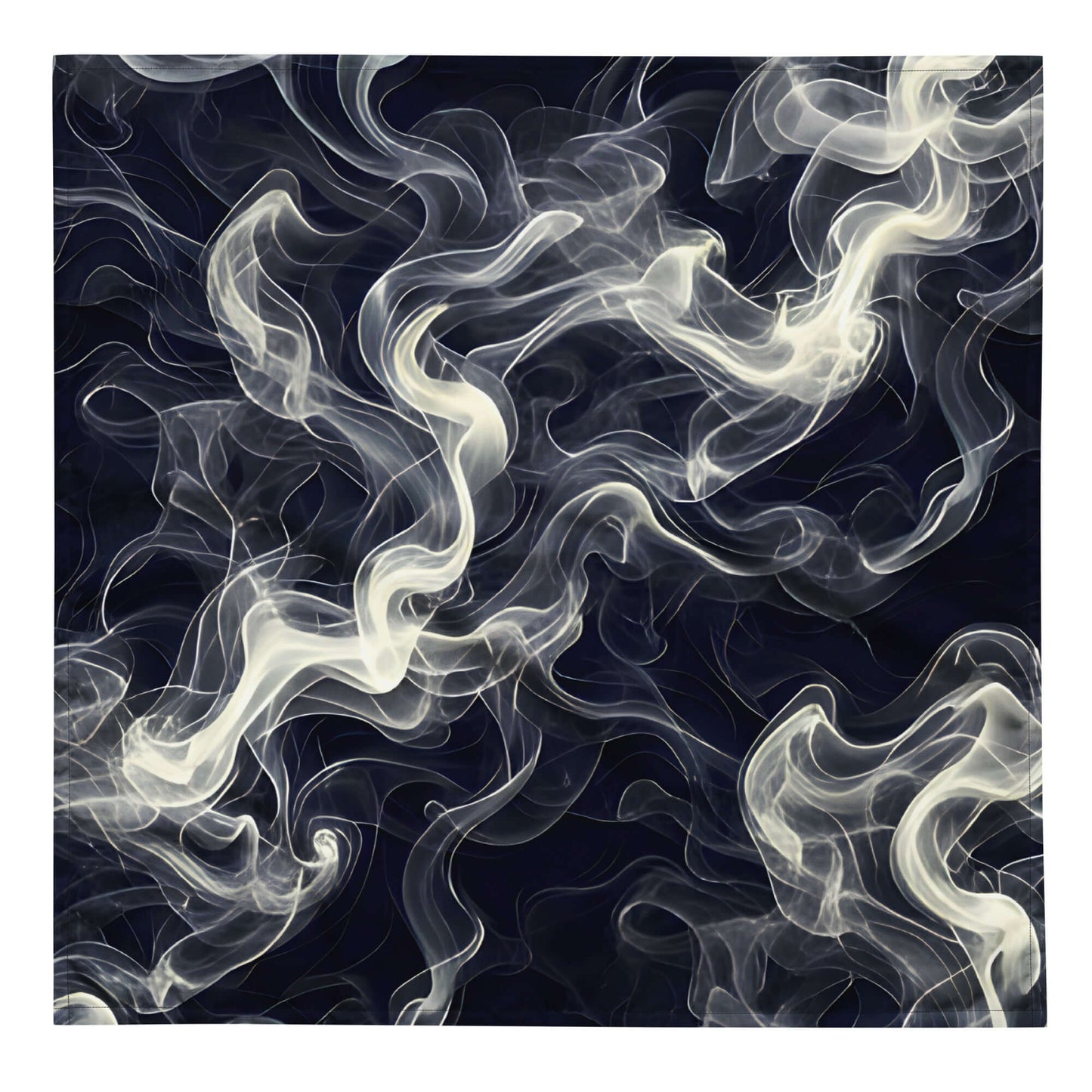 Smokey All-Over Print Bandana for Stylish Streetwear featuring abstract swirls of smoke on a dark background.