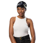 Smokey All-Over Print Bandana for Stylish Streetwear worn as a headband by a stylish model