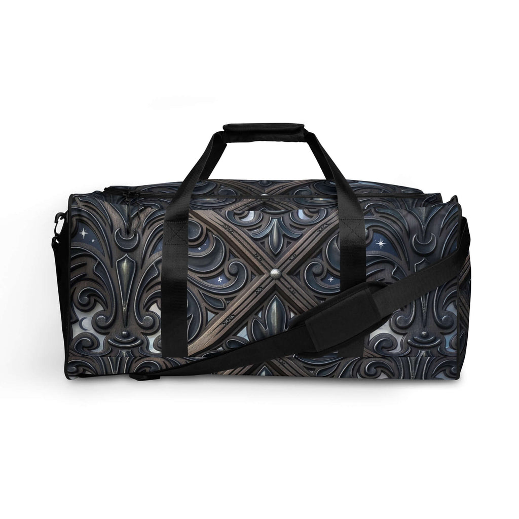 Art Deco Filigreee Duffle bag for men featuring an intricate design, perfect for travel and gym.