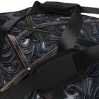 Art Deco Filigreee Duffle bag for men with intricate designs and multiple pockets, perfect for travel or gym use.