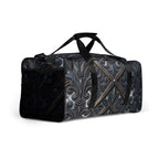 Art Deco Filigreee Duffle bag for men showcasing intricate design and spacious organization features.