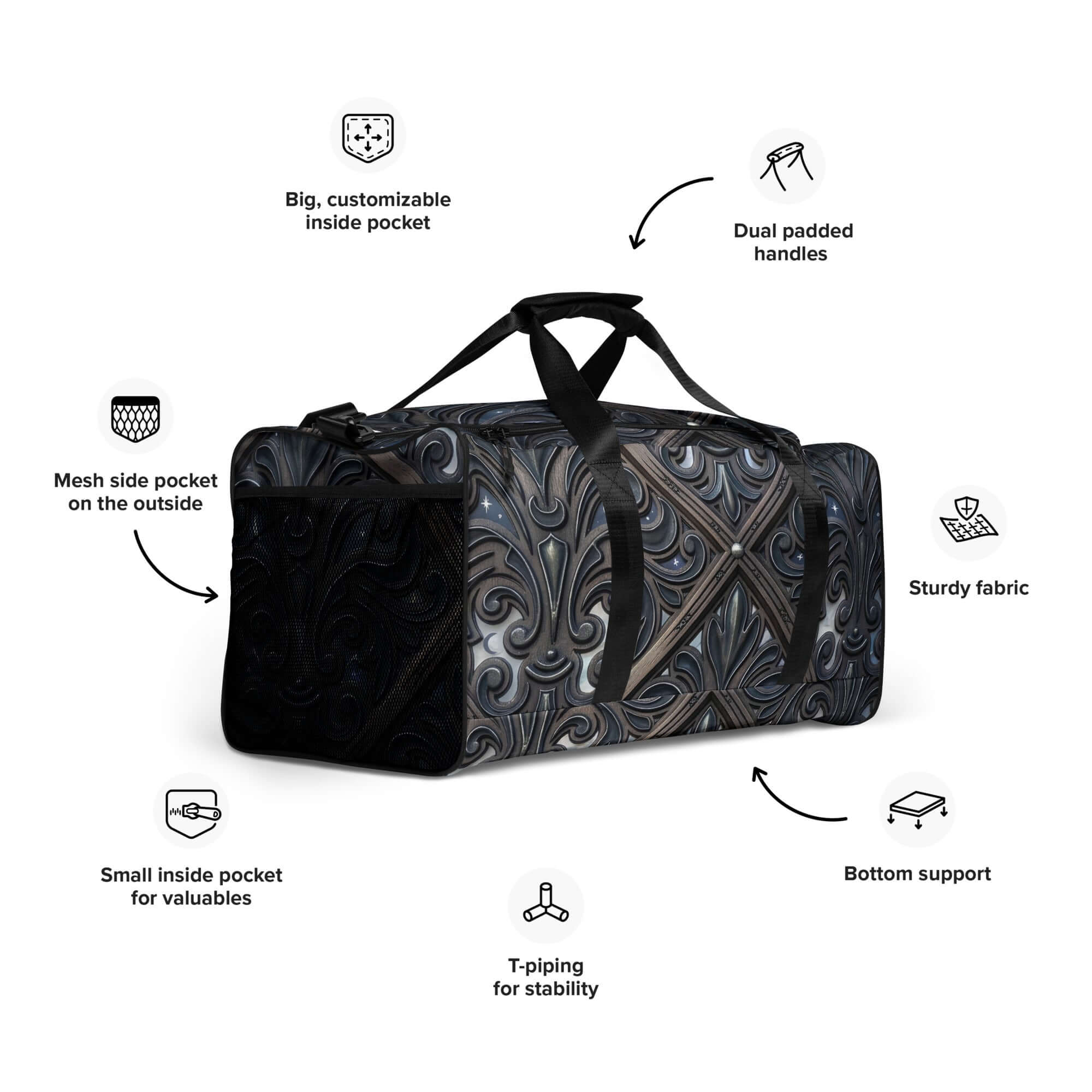 Art Deco Filigreee Duffle bag for men