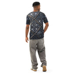 Art Deco cotton t-shirt worn by a man, showcasing elegant filigree design from the back.