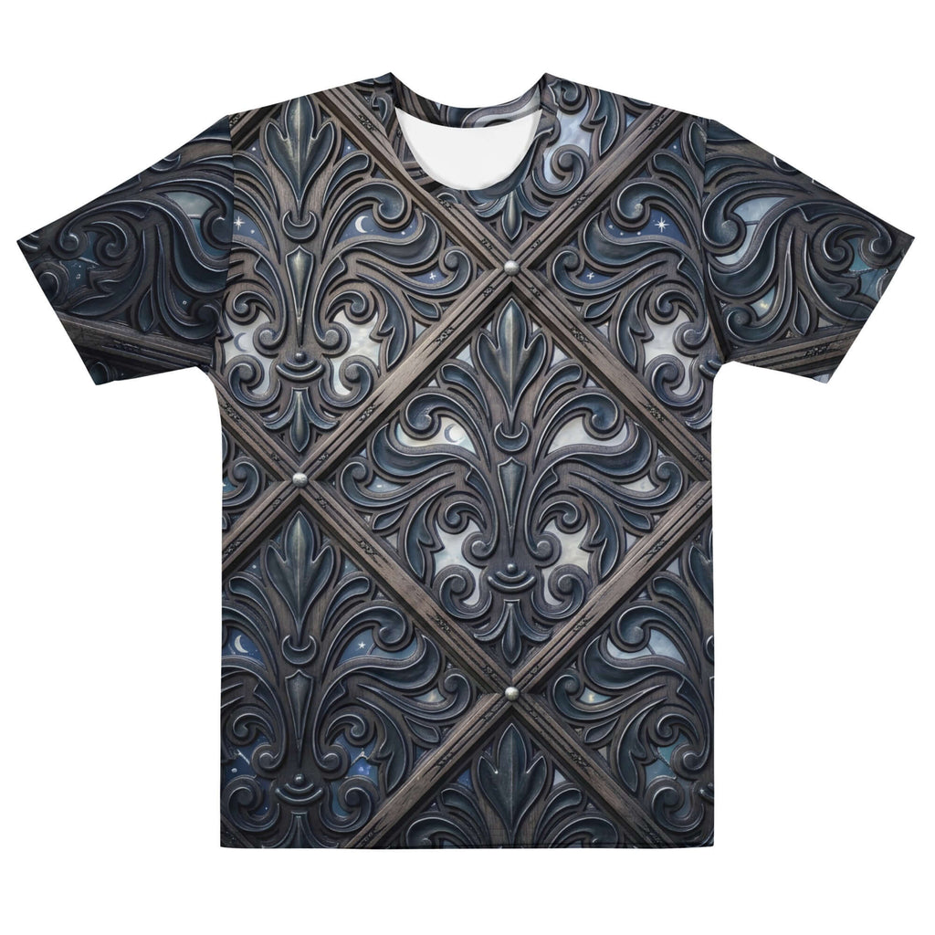Art Deco cotton t-shirt featuring sophisticated renaissance filigree pattern design on a stylish crew neck.