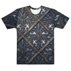Art Deco cotton t-shirt featuring sophisticated renaissance filigree pattern design on a stylish crew neck.