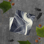 Smoke pattern gaiter displayed on a textured surface with leaves and bat decor, emphasizing versatility and style.