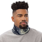 Man wearing a Smoke pattern gaiter as a neck warmer for comfort and style.