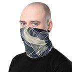 Man wearing a Smoke Pattern Gaiter as a face covering, showcasing its stylish design and versatility.