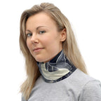 Woman wearing a smoke pattern gaiter, showcasing style and comfort for outdoor activities.