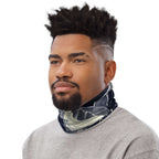 Man wearing a Smoke Pattern Gaiter as a neck warmer for style and comfort.