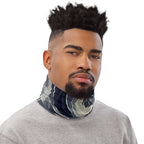 Man wearing a Smoke Pattern Gaiter as a neck warmer for comfort and style.
