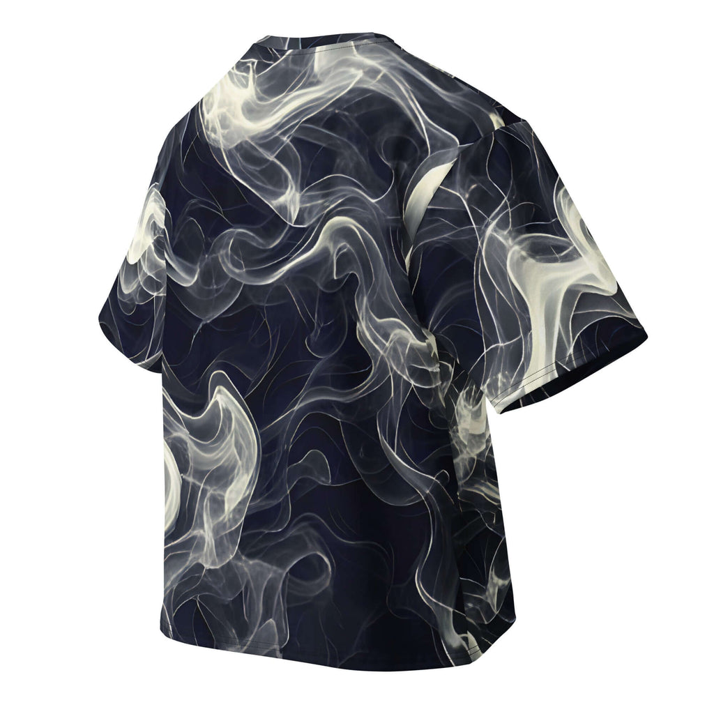 Smoke pattern oversized cotton t-shirt model view